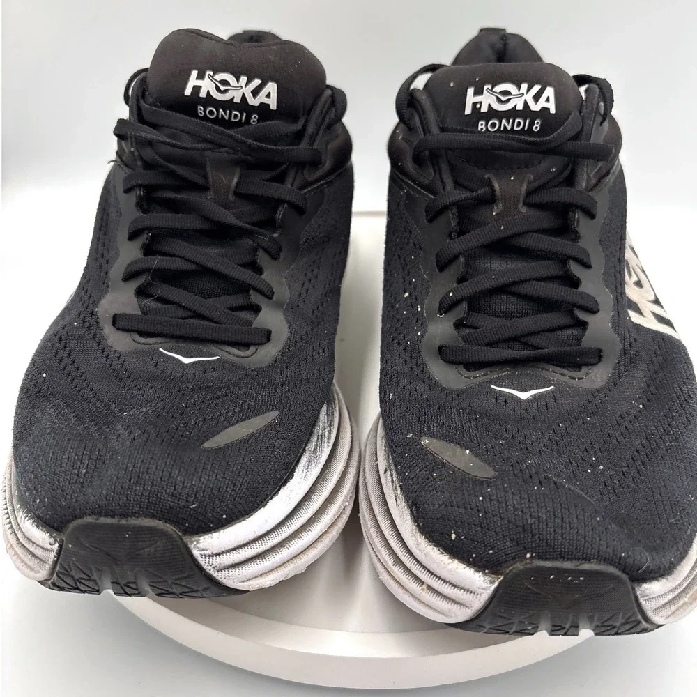 Hoka Bondi 8 Running Shoes 10.5 Black Gorpcore Max Cushion Sneakers 1123202 BWHT